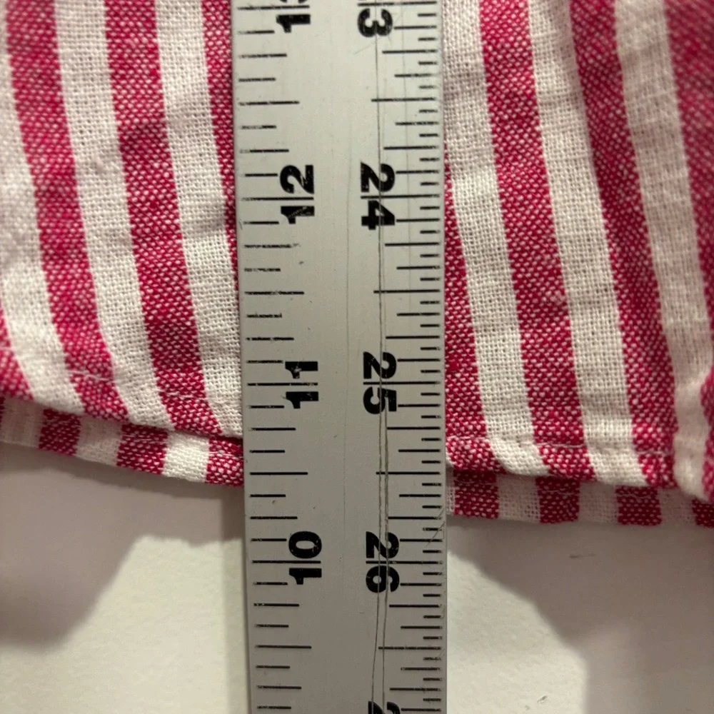 Banana Republic Mens Pink White Striped Linen Blend Button Down Shirt L Petite